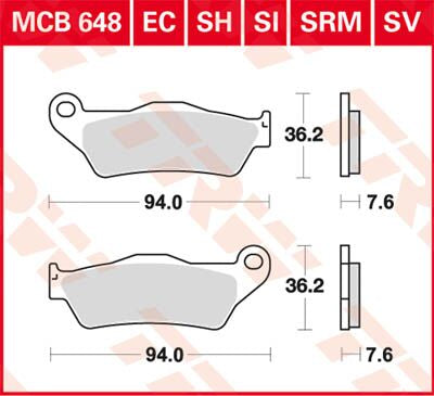 Bremseklosser sinter, foran — TRW MCB648SI