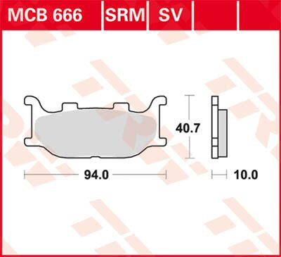 Bremseklosser sinter, foran til Yamaha — TRW MCB666SV