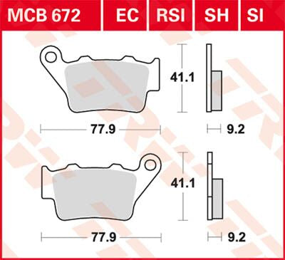 Bremseklosser sinter, bak — TRW MCB672SH