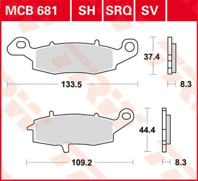 Bremseklosser sinter, foran — TRW MCB681SV