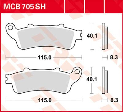 Bremseklosser sinter, bak til Honda — TRW MCB705SH