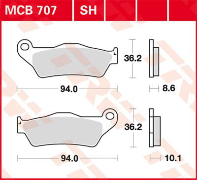 Bremseklosser sinter, bak til BMW — TRW MCB707SH