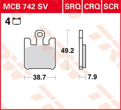 Bremseklosser sinter, foran — TRW MCB742SV