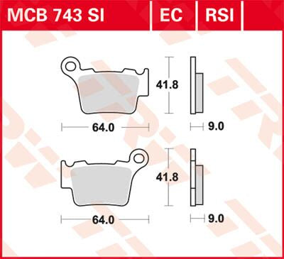 Bremseklosser sinter, foran og bak — TRW MCB743SI