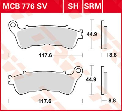 Bremseklosser sinter, foran — TRW MCB776SV