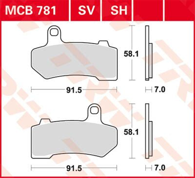Bremseklosser sinter, foran til Harley-Davidson — TRW MCB781SV
