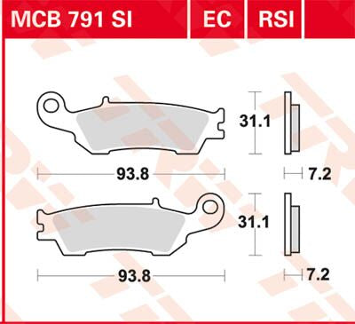 Bremseklosser sinter, foran til Yamaha — TRW MCB791RSI