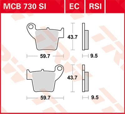 Bremseklosser sinter, foran og bak — TRW MCB730SI