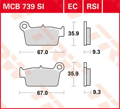 Bremseklosser sinter, bak — TRW MCB739RSI
