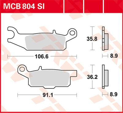 Bremseklosser sinter, bak til Yamaha — TRW MCB804SI
