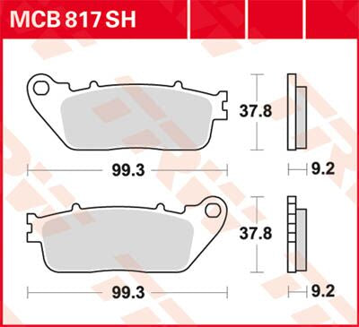 Bremseklosser sinter, bak til Honda — TRW MCB817SH