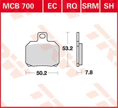 Bremseklosser sinter, bak — TRW MCB700SH