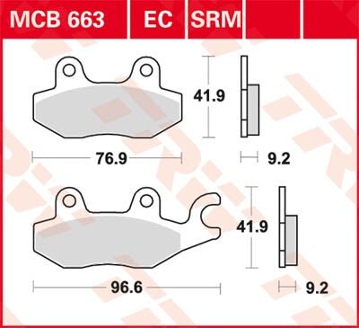 Bremseklosser sinter, foran — TRW MCB663SRM