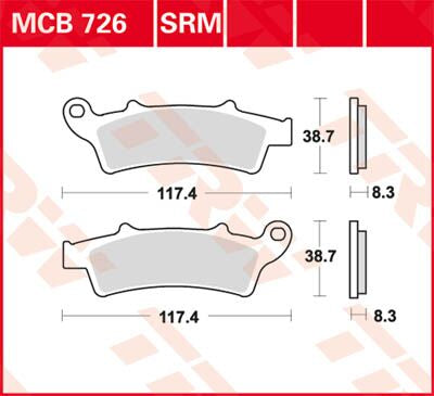 Bremseklosser sinter, foran — TRW MCB726SRM