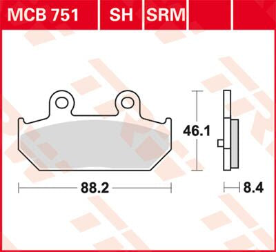 Bremseklosser sinter, bak til Suzuki — TRW MCB751SRM