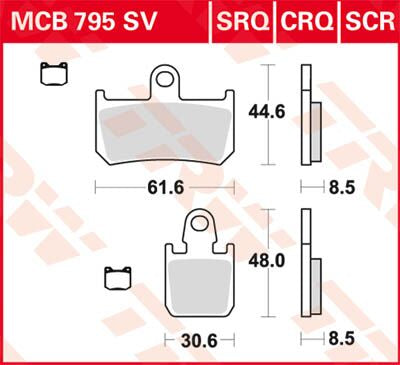 Bremseklosser sinter, foran til Yamaha YZF-R1 1000 — TRW MCB795SCR