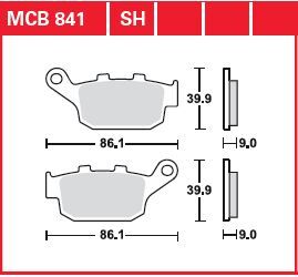 Bremseklosser sinter, bak — TRW MCB841SH