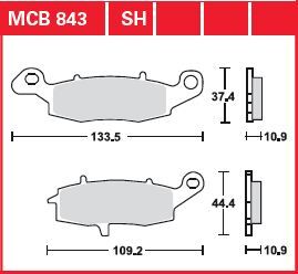 Bremseklosser sinter, bak — TRW MCB843SH