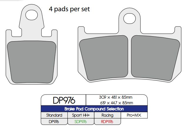 Bremseklosser sinter, foran til Yamaha — Dp Brakes DP976