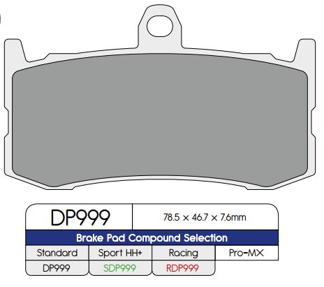 Bremseklosser sinter, foran til Triumph DAYTONA 675 — Dp Brakes RDP999