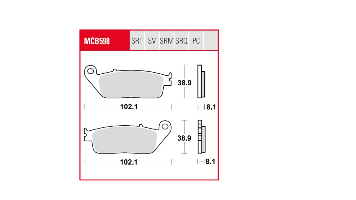 Bremseklosser sinter, foran — TRW MCB598TRQ