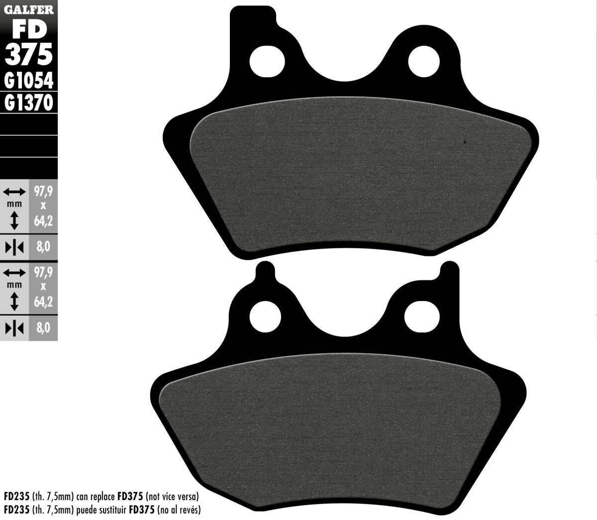 Bremseklosser organiske, foran til Harley-Davidson — Galfer FD375G1054