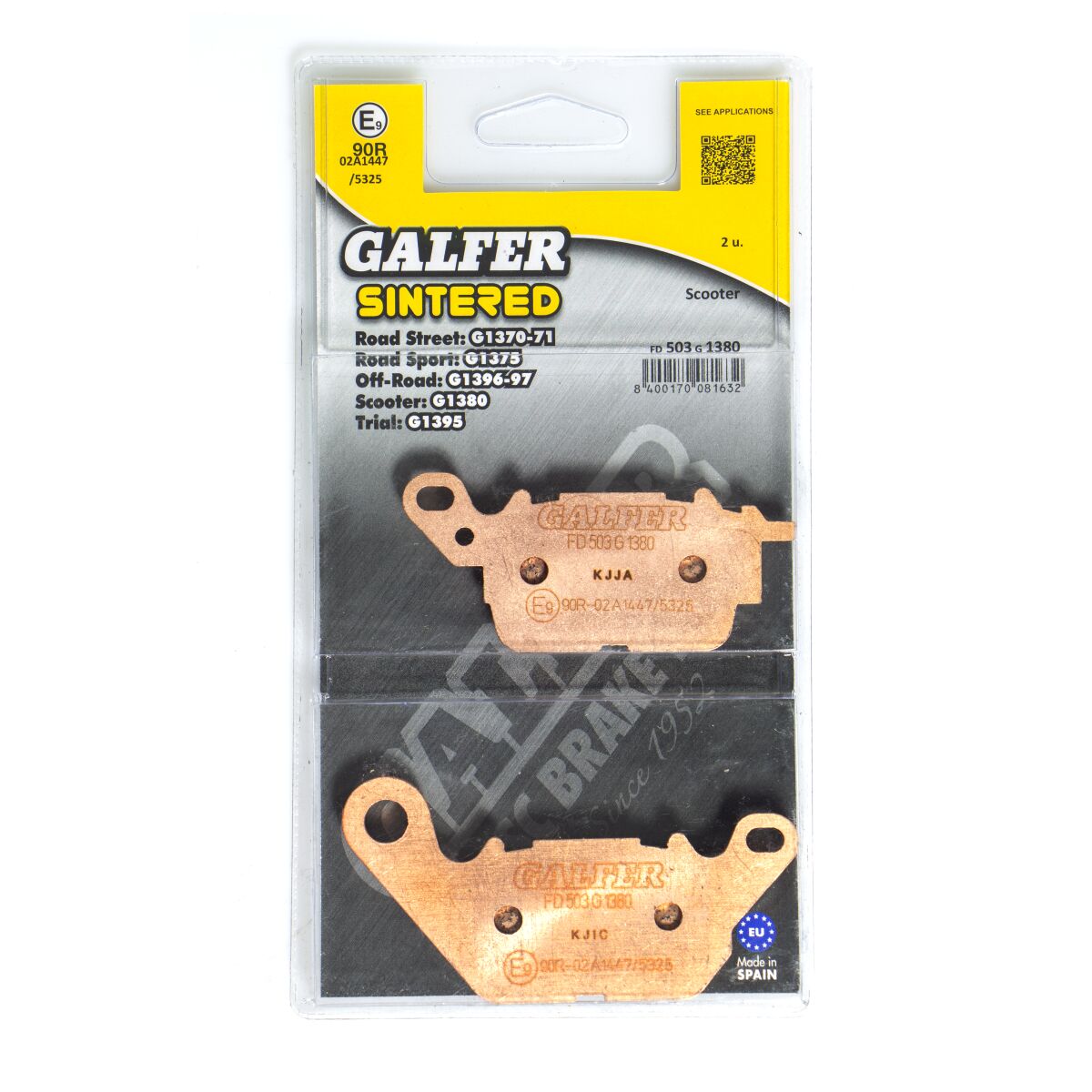 Bremseklosser sinter, foran til Yamaha G 125 ABS — Galfer FD503G1380
