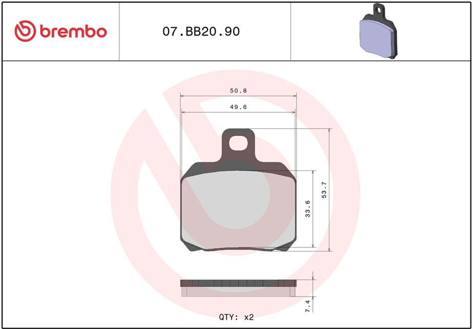 Bremseklosser sinter, foran — Brembo 07BB2090