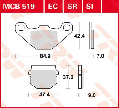 Bremseklosser organiske, foran — TRW MCB519