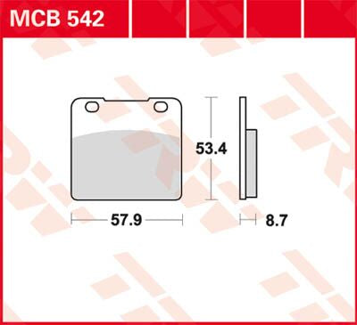 Bremseklosser organiske, foran — TRW MCB542
