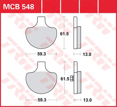 Bremseklosser organiske, foran til Harley-Davidson — TRW MCB548