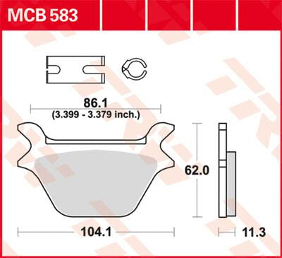 Bremseklosser organiske, bak til Harley-Davidson — TRW MCB583
