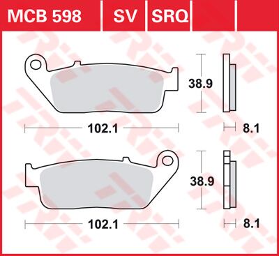 Bremseklosser organiske, foran — TRW MCB598