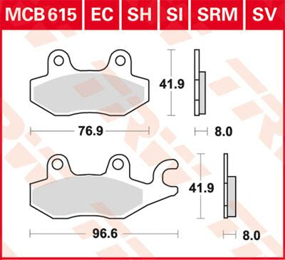 Bremseklosser organiske, foran — TRW MCB615