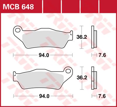 Bremseklosser organiske, foran — TRW MCB648