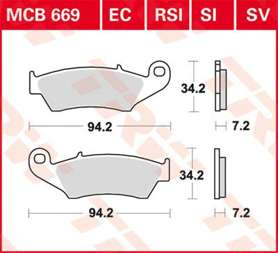 Bremseklosser organiske, foran — TRW MCB669