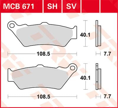 Bremseklosser organiske, foran — TRW MCB671