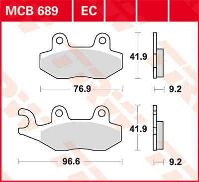 Bremseklosser organiske, foran — TRW MCB689