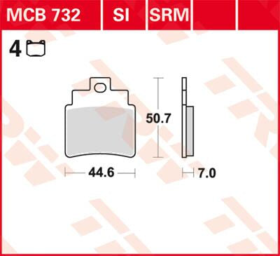 Bremseklosser organiske, bak til Kymco KXR 250 2X4 — TRW MCB732