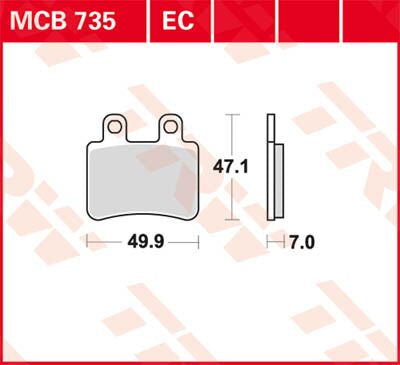 Bremseklosser organiske, foran — TRW MCB735