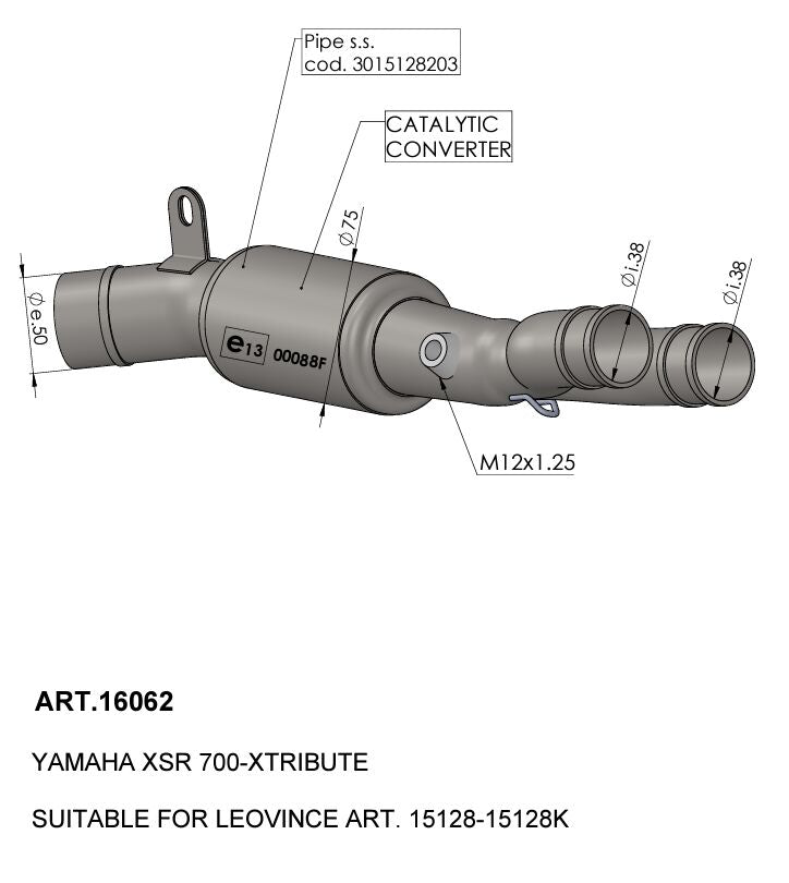 Eksosrør og samlerør gate til Yamaha XSR 700 ABS — Leovince 16062