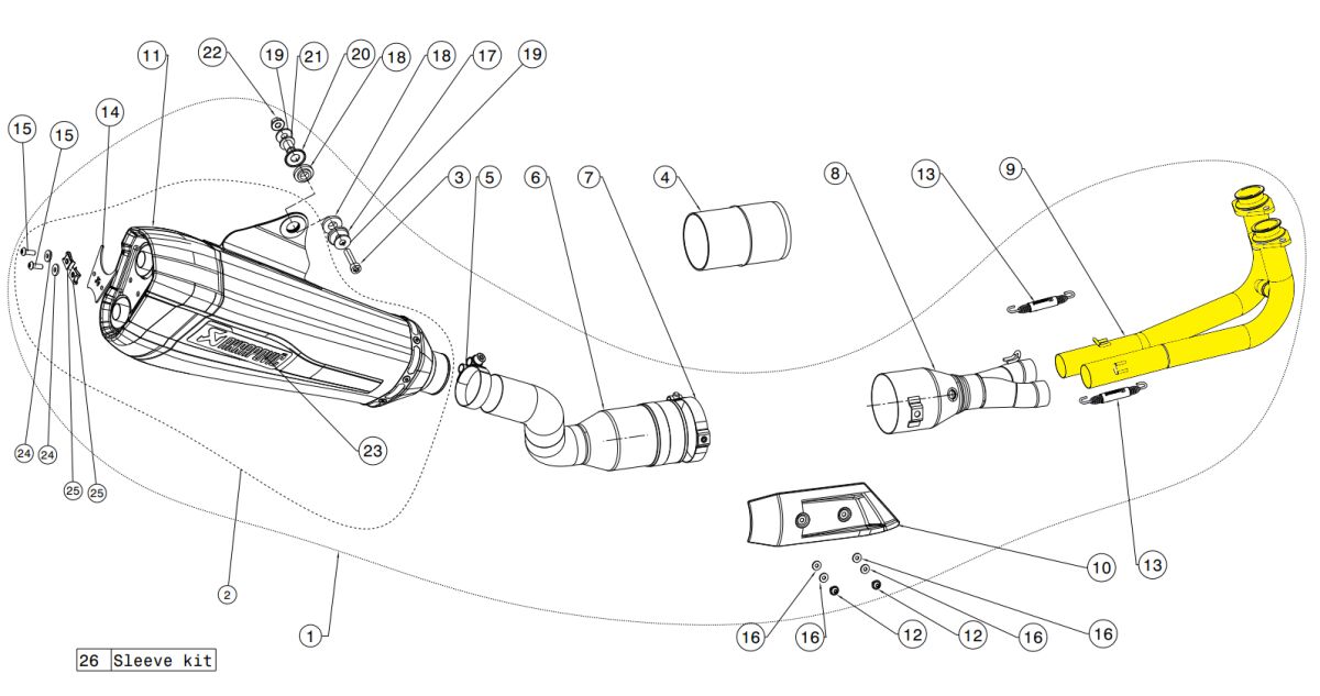 Eksos reservedeler til Yamaha XP 530 T-Max ABS — Akrapovic H-Y5R1