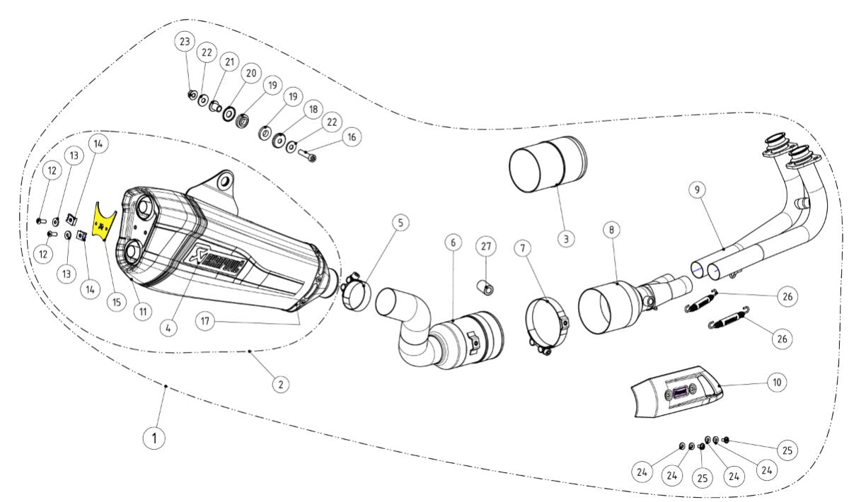 Eksos reservedeler til Yamaha XP 530 T-Max ABS — Akrapovic P-X189