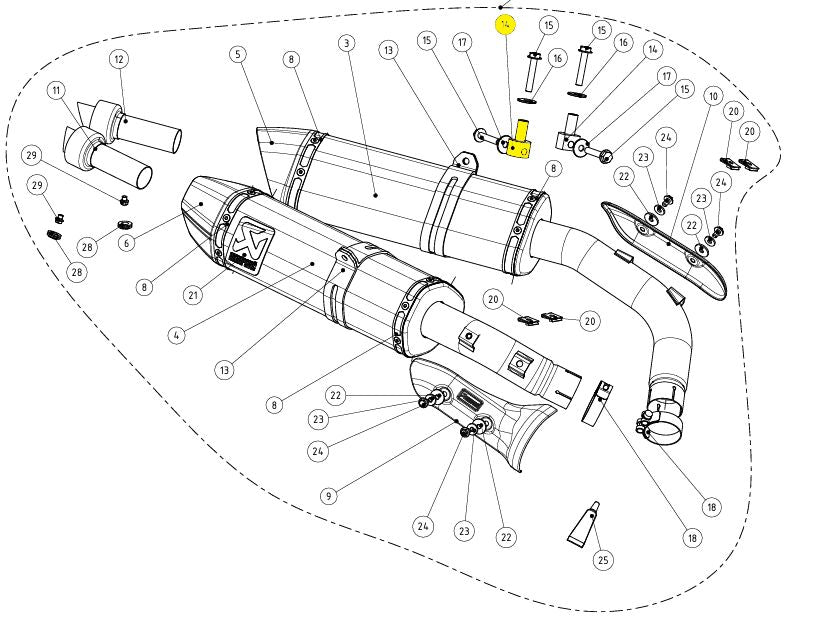 Eksos reservedeler til Yamaha YZF-R1 1000 — Akrapovic P-DR71