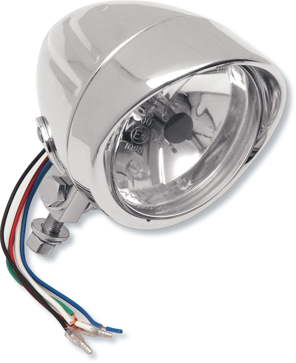 Hovedlys, Spotlight W/ Running Lights 4.5" Grooved Clear Lense Chrome — Drag Specialties 20-6010GD