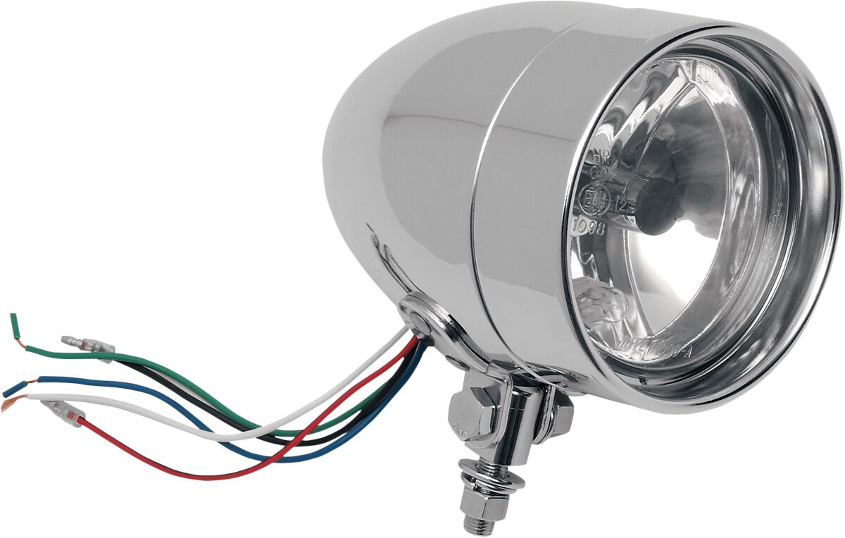 Hovedlys, Spotlight Bullet-Style 4" Bottom-Mount Clear Lens Deep-Dish Trim Ring Chrome — Drag Specialties L21-6096