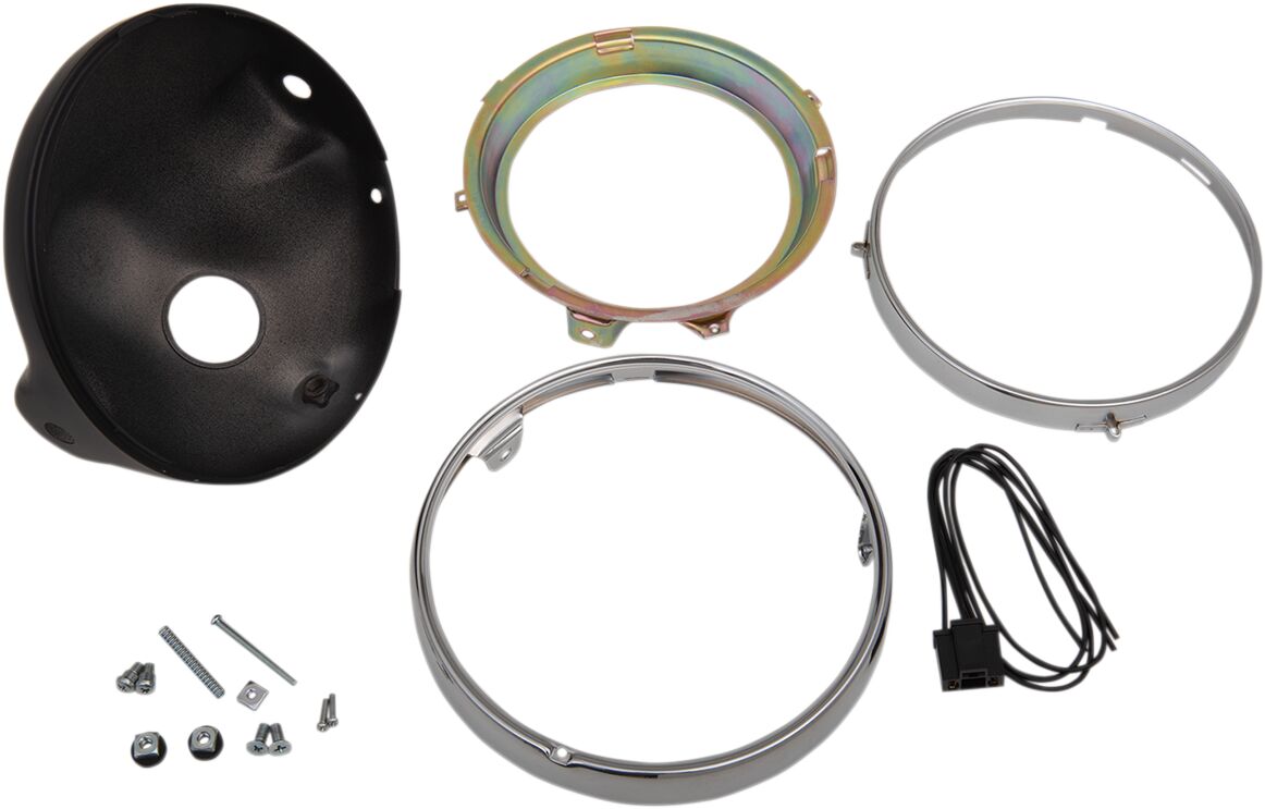Hovedlys, Headlight Shell Replacement Black — Emgo 66-65010