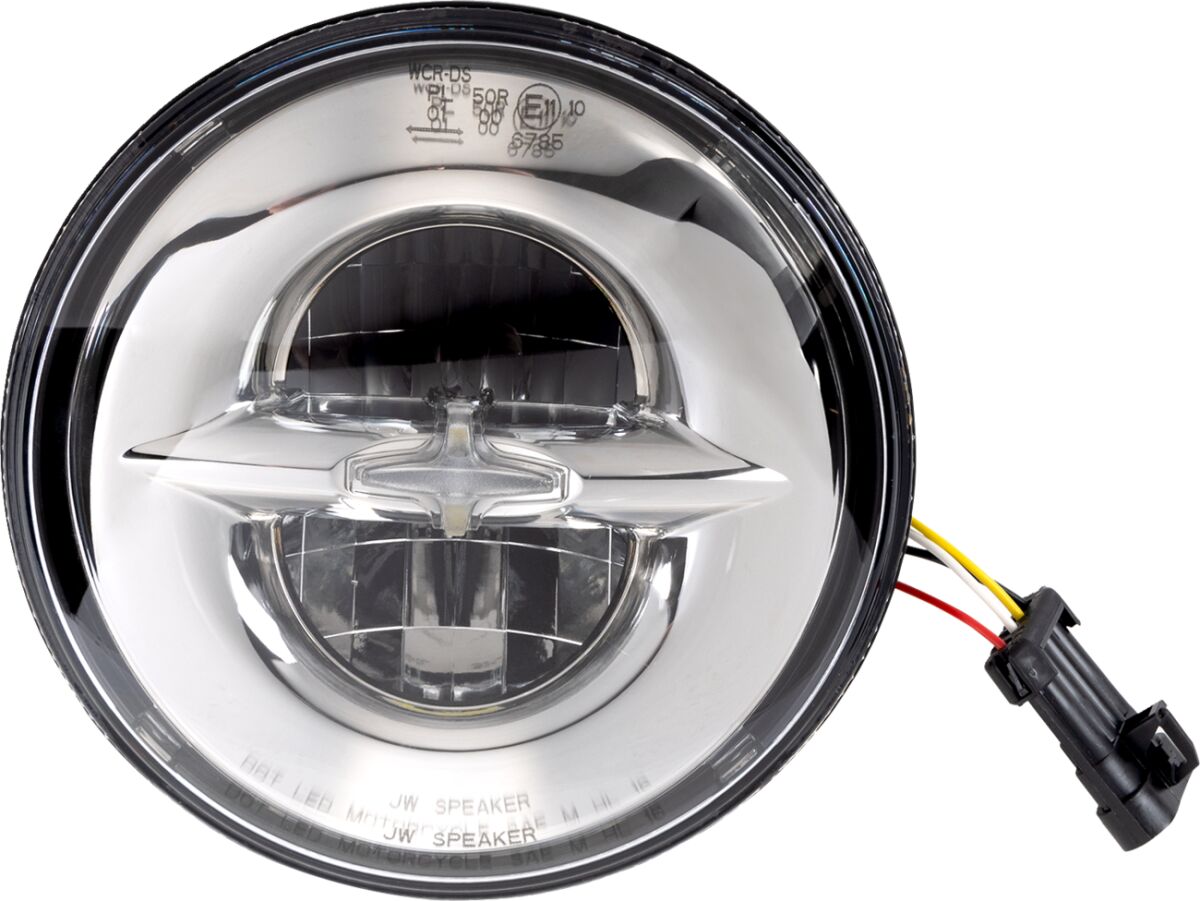 Hovedlys, Headlight 7" W/MOUNTING Ring Reflector 12V LED Chrome til Harley-Davidson — Drag Specialties 0555854