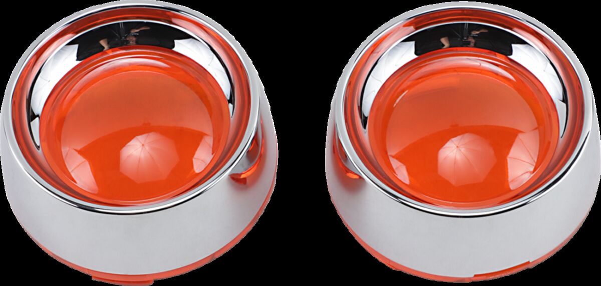 Blinklys, Deep Dish Bezels For Bullet Turn Signals Amber Lens Chrome Bezel — Kuryakyn KUR2108