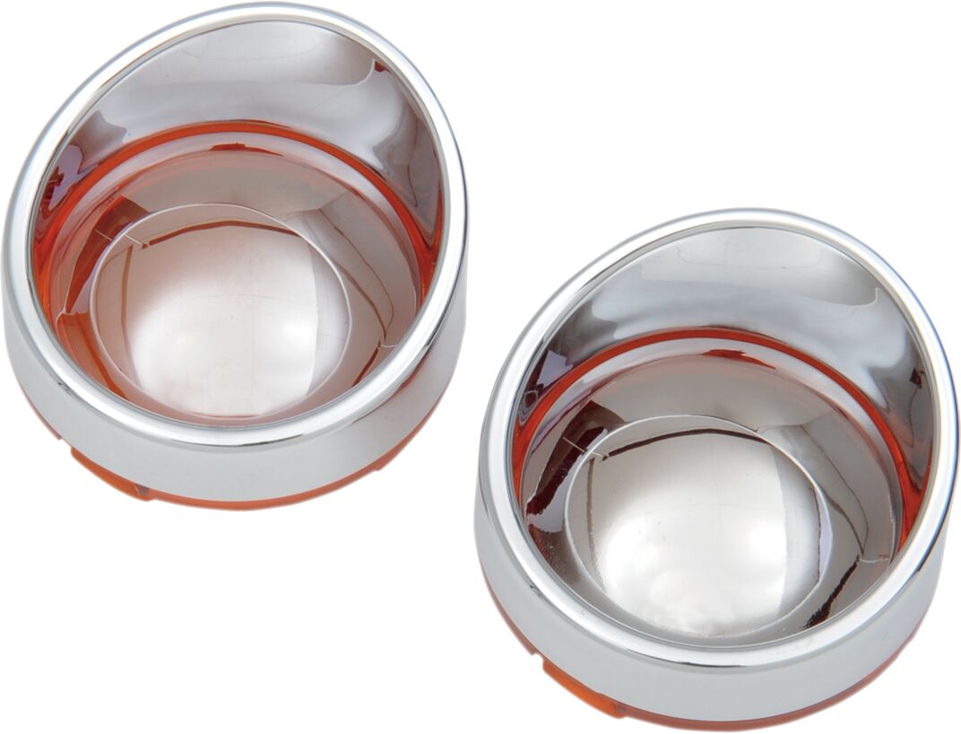 Blinklys, Replacement Lens Oem Deuce-Style AMBER/MIRROR W/ Visor — Drag Specialties L22-6828AC